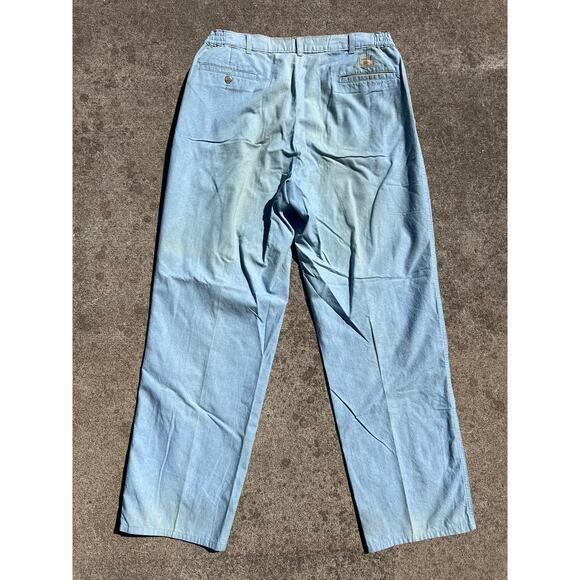 Vtg Savane Pants Men Sz 36x34 Blue Cotton Pleated Front Relaxed Straight Jeans - Picture 6 of 7